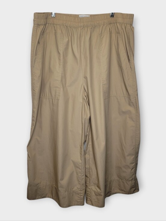 Banana Republic Pants - Banana Republic Wide Leg Cropped Cotton Poplin Pull On Pants XL Khaki NEW